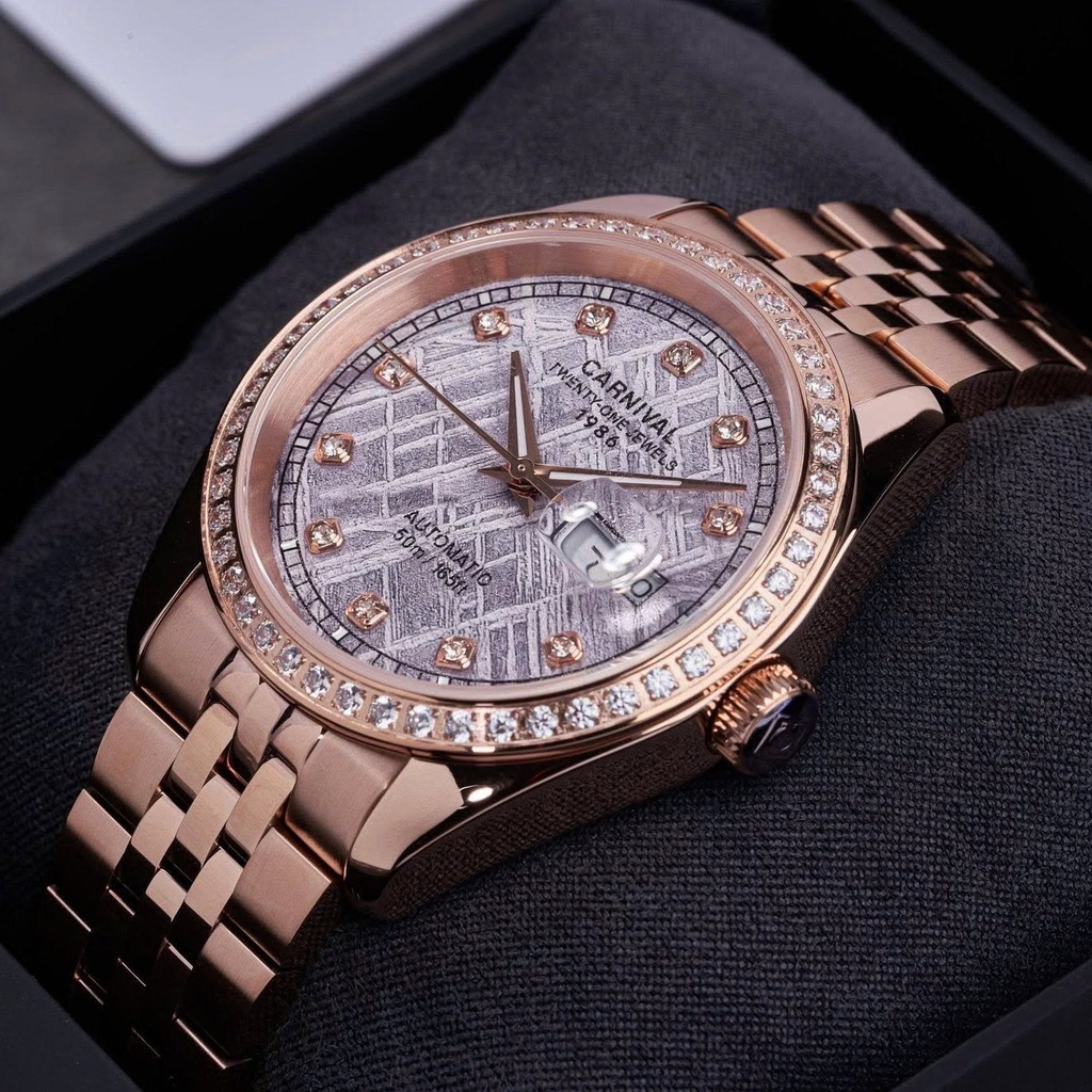 Đồng Hồ Nam Carnival 8131G2-VH-TT Automatic Dây Thép Vàng Hồng Mặt Thiên Thạch Size 40mm