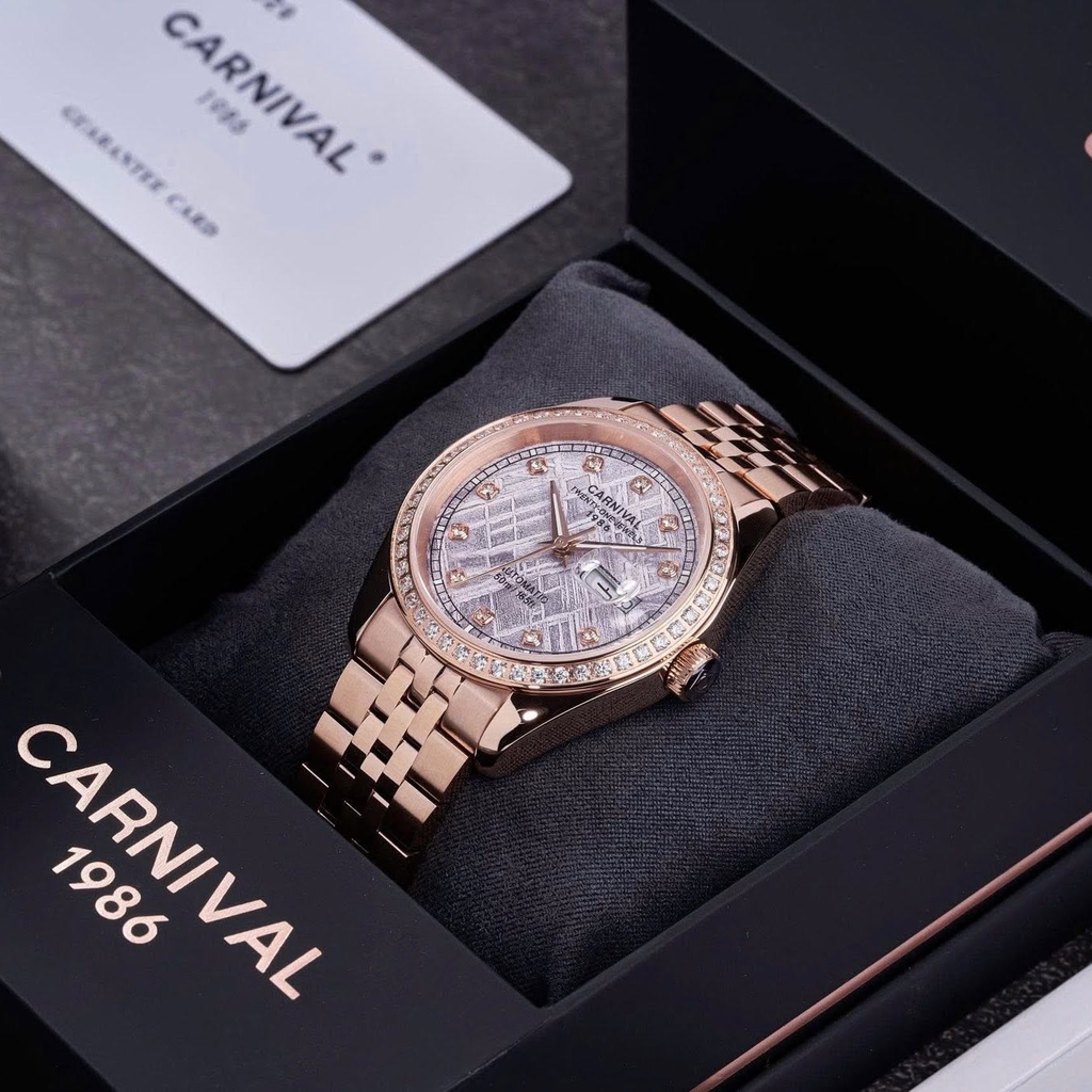 Đồng Hồ Nam Carnival 8131G2-VH-TT Automatic Dây Thép Vàng Hồng Mặt Thiên Thạch Size 40mm