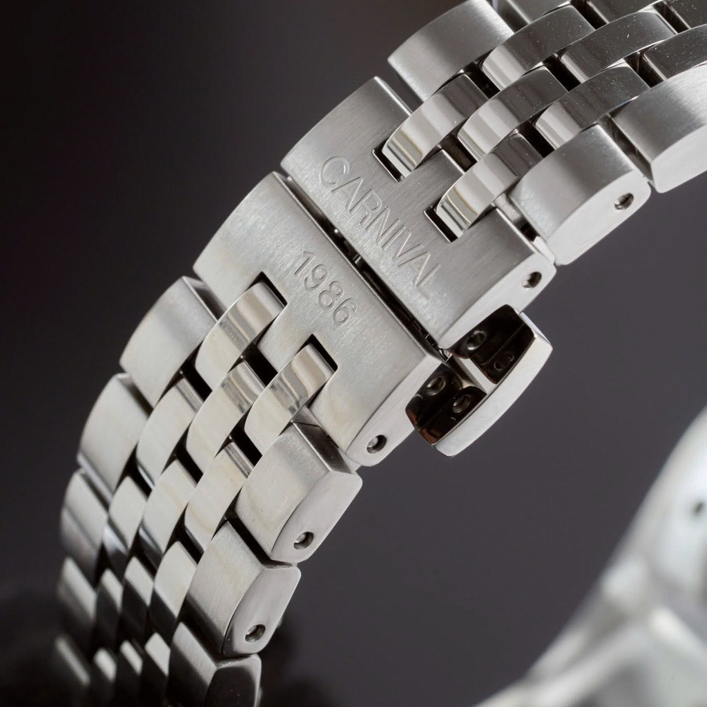 Đồng Hồ Nam Carnival 8131G2-VT-DK Automatic Dây Thép Silver Mặt Xà Cừ Xám Size 40mm