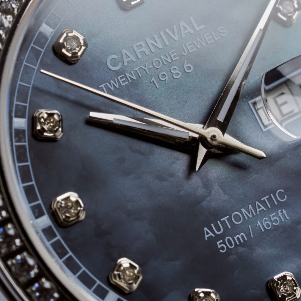 Đồng Hồ Nam Carnival 8131G2-VT-DK Automatic Dây Thép Silver Mặt Xà Cừ Xám Size 40mm