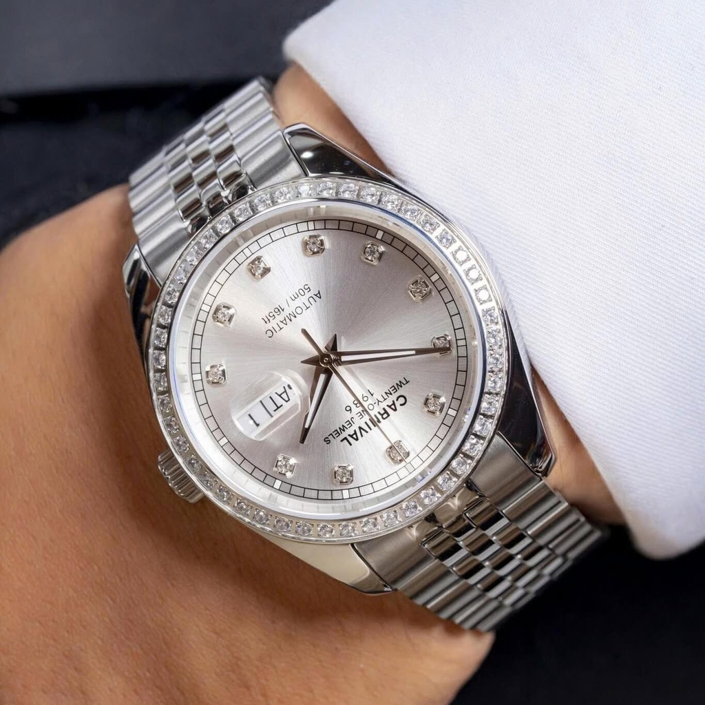 Đồng Hồ Nam Carnival 8131G2-VT-T Automatic Dây Thép Bạc Mặt Trắng Size 40mm
