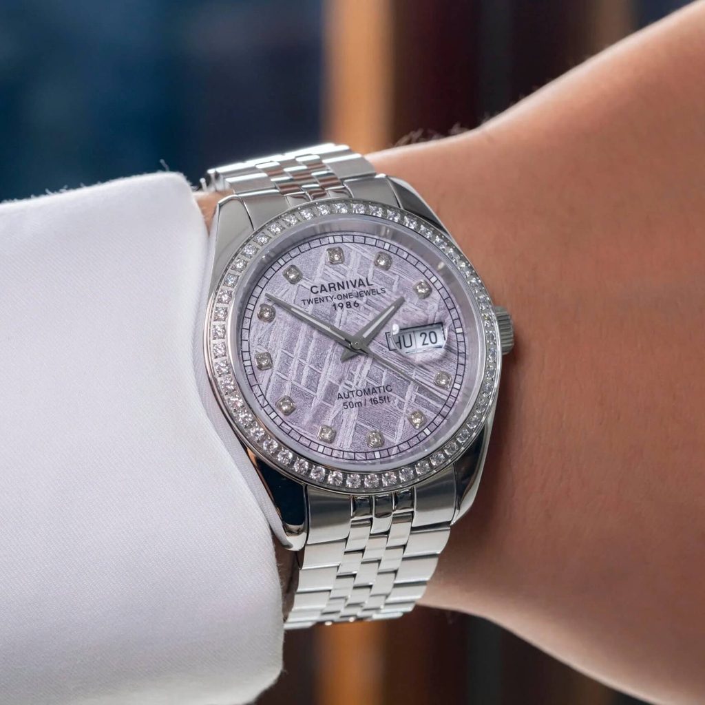 Đồng Hồ Nam Carnival 8131G2-VT-TT Automatic Dây Thép Bạc Mặt Thiên Thạch Size 40mm