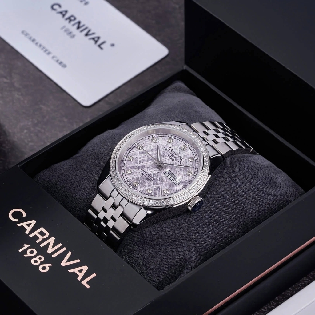 Đồng Hồ Nam Carnival 8131G2-VT-TT Automatic Dây Thép Bạc Mặt Thiên Thạch Size 40mm
