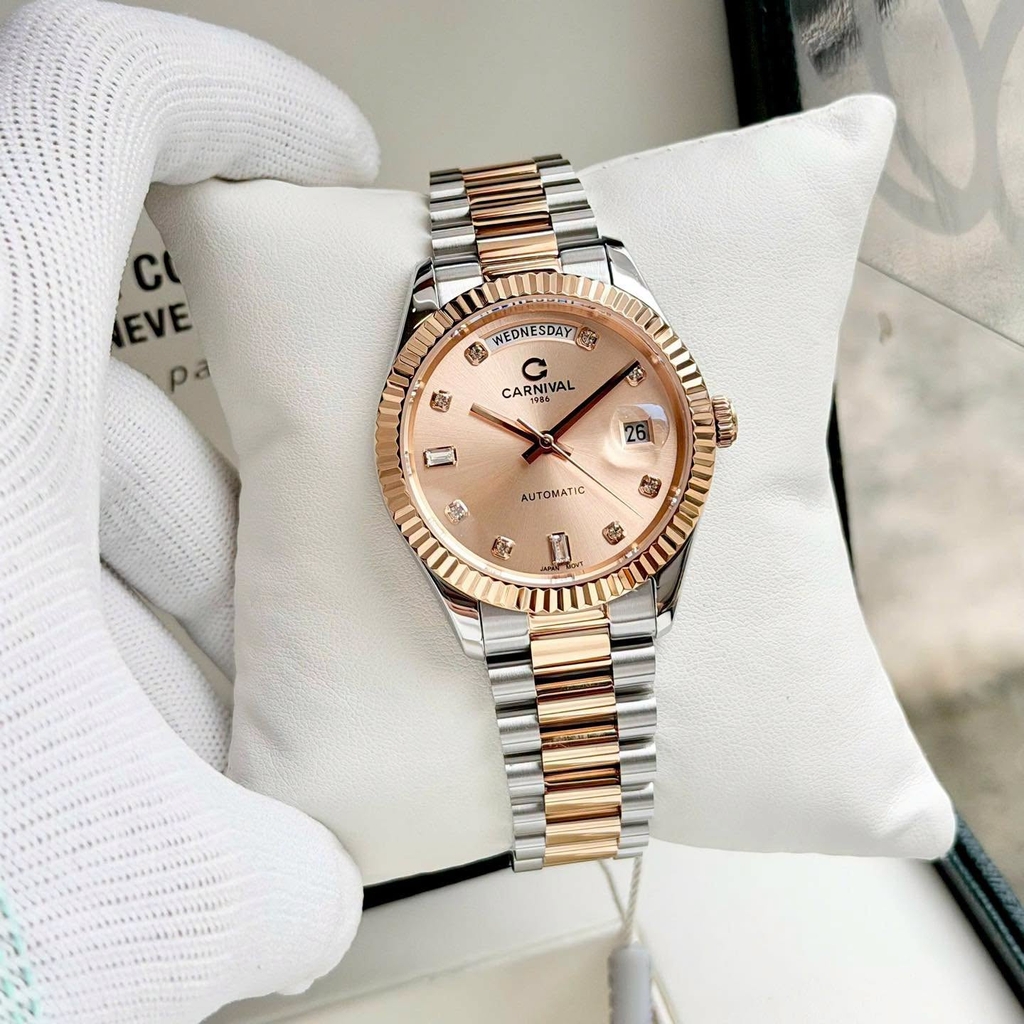 Đồng Hồ Nam Carnival 8239G-CH-NN Automatic Demi Vàng Hồng Size 38mm Chính Hãng