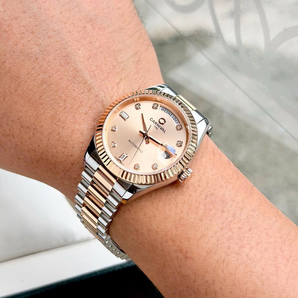 Đồng Hồ Nam Carnival 8239G-CH-NN Automatic Demi Vàng Hồng Size 38mm Chính Hãng