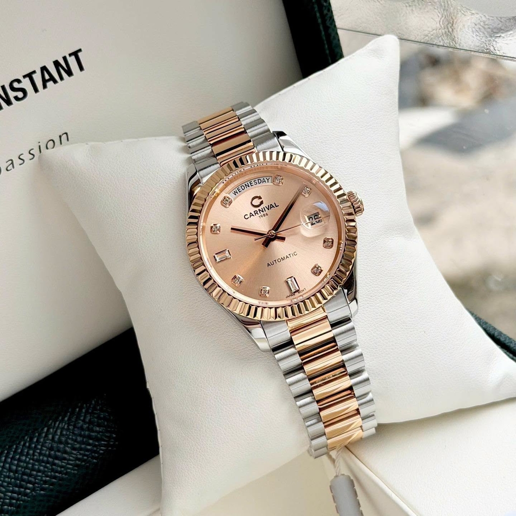 Đồng Hồ Nam Carnival 8239G-CH-NN Automatic Demi Vàng Hồng Size 38mm Chính Hãng
