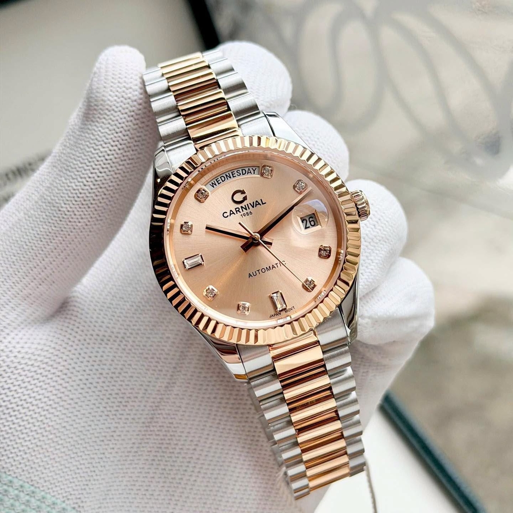 Đồng Hồ Nam Carnival 8239G-CH-NN Automatic Demi Vàng Hồng Size 38mm Chính Hãng