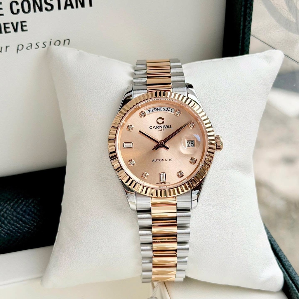 Đồng Hồ Nam Carnival 8239G-CH-NN Automatic Demi Vàng Hồng Size 38mm Chính Hãng
