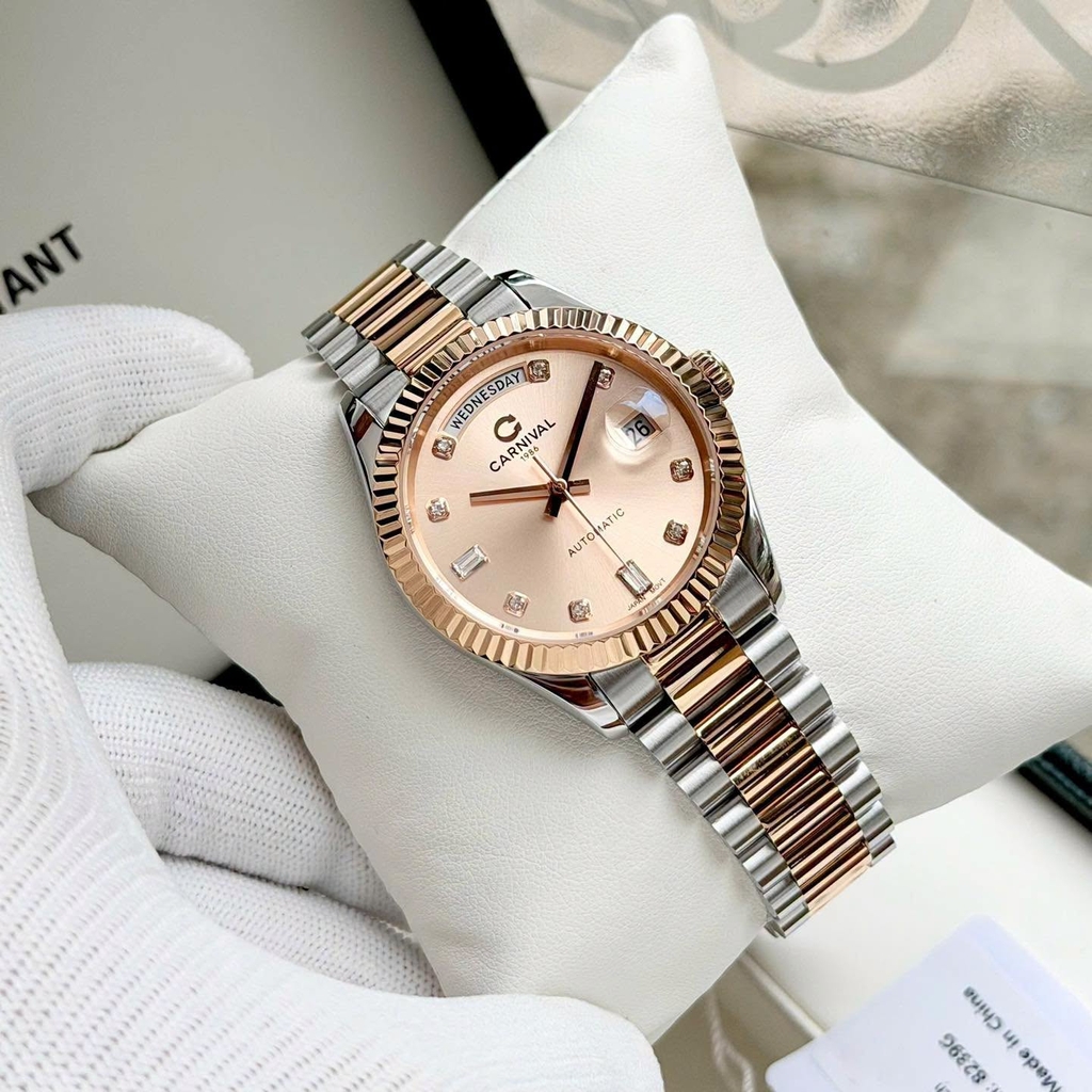 Đồng Hồ Nam Carnival 8239G-CH-NN Automatic Demi Vàng Hồng Size 38mm Chính Hãng