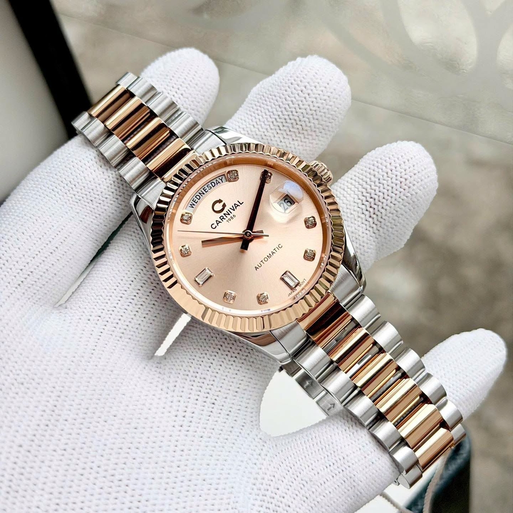 Đồng Hồ Nam Carnival 8239G-CH-NN Automatic Demi Vàng Hồng Size 38mm Chính Hãng