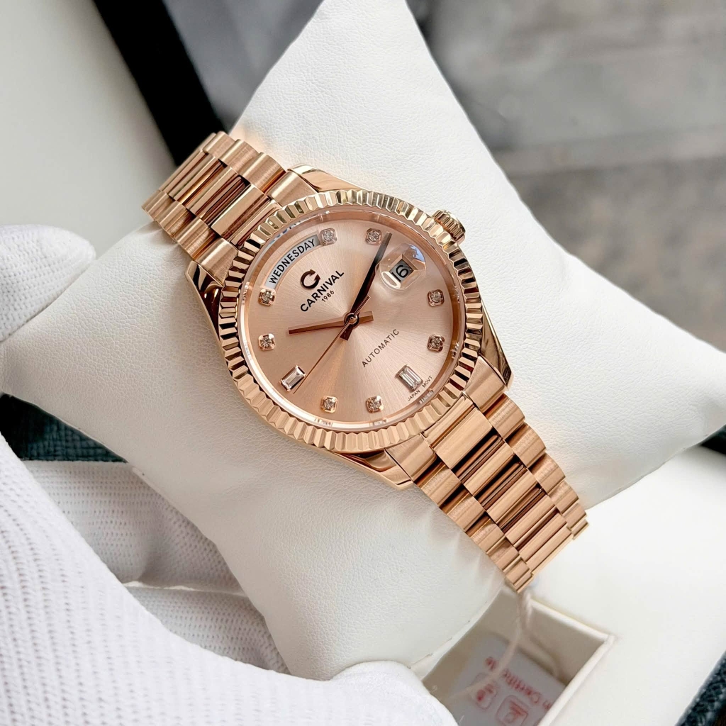 Đồng Hồ Nam Carnival 8239G-VH-NN Automatic Vàng Hồng Size 38mm Chính Hãng