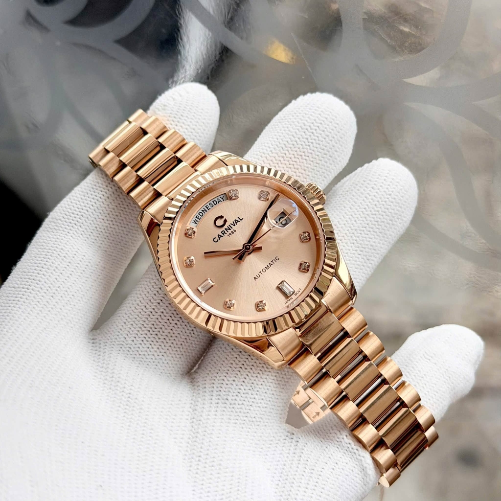 Đồng Hồ Nam Carnival 8239G-VH-NN Automatic Vàng Hồng Size 38mm Chính Hãng