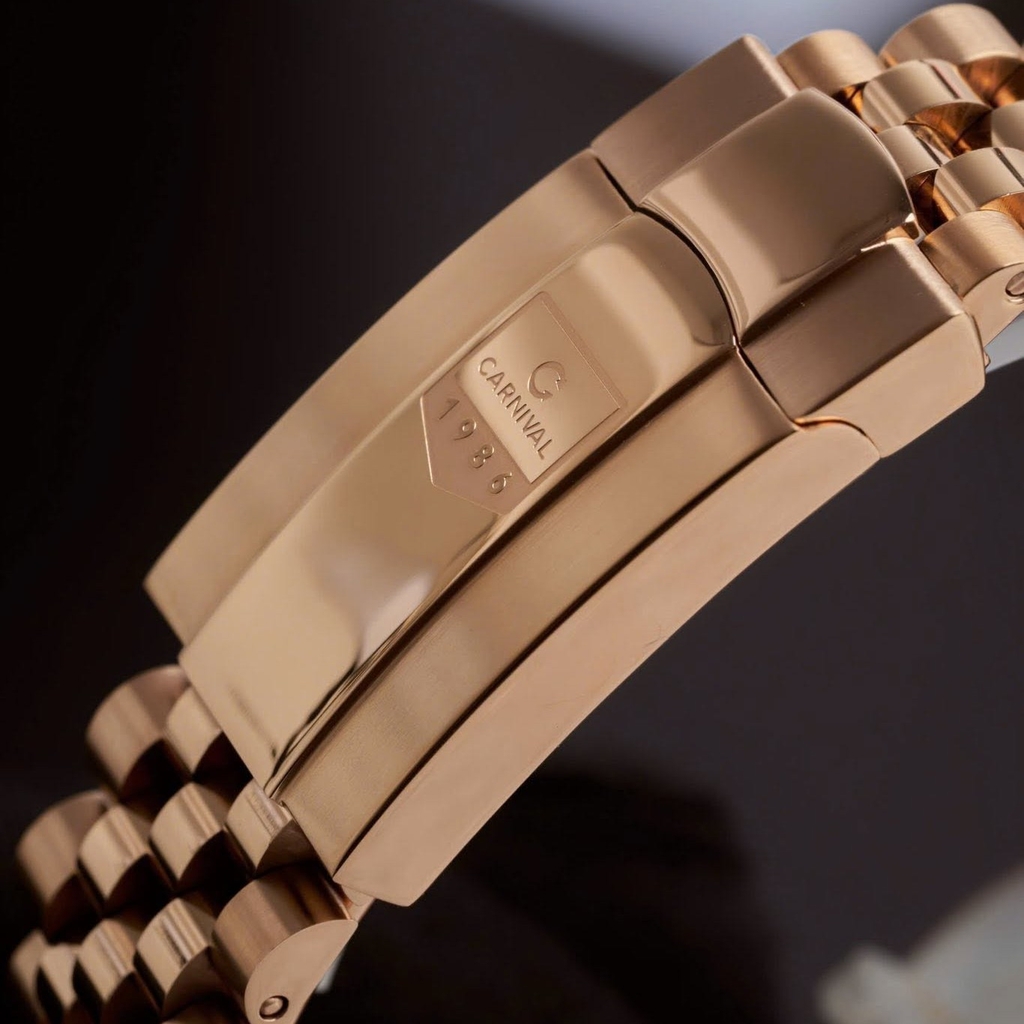 Đồng Hồ Nam Carnival 8250G-VH-N Automatic Dây Thép Màu Vàng Hồng Mặt Nâu Size 38mm