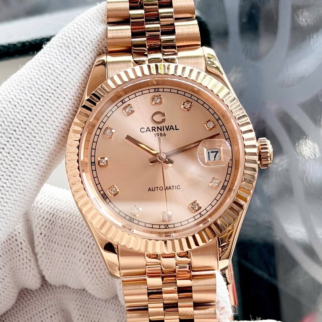 Đồng Hồ Nam Carnival 8250G-VH-NN Automatic Dây Thép Màu Vàng Hồng Size 38mm