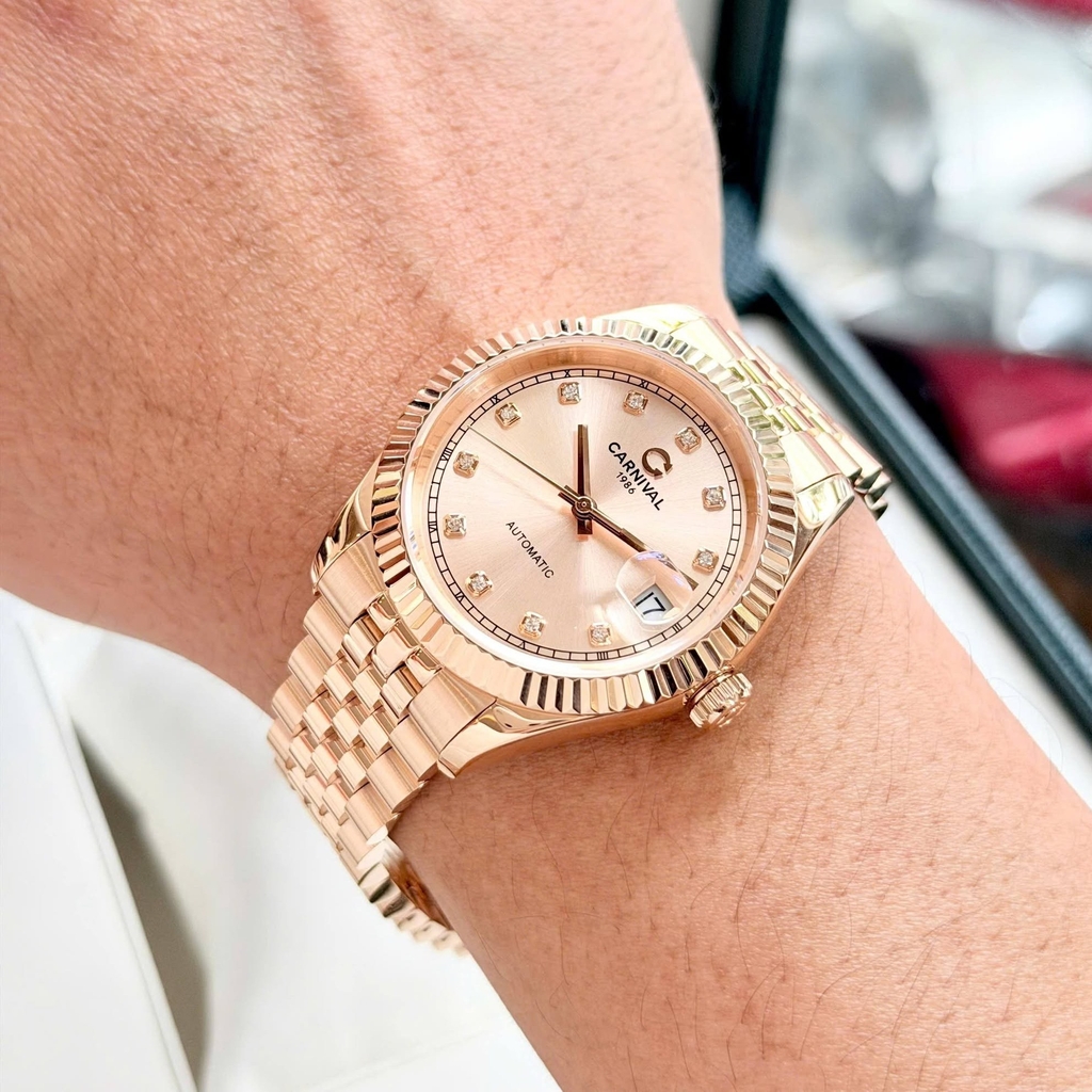 Đồng Hồ Nam Carnival 8250G-VH-NN Automatic Dây Thép Màu Vàng Hồng Size 38mm