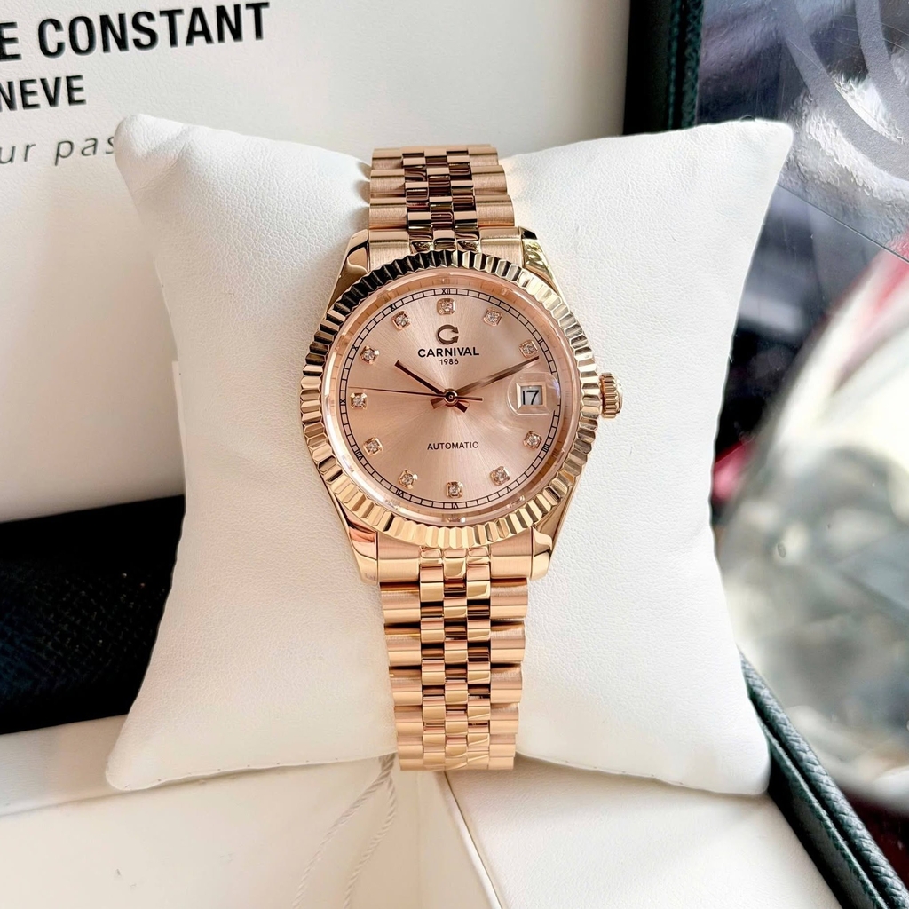 Đồng Hồ Nam Carnival 8250G-VH-NN Automatic Dây Thép Màu Vàng Hồng Size 38mm