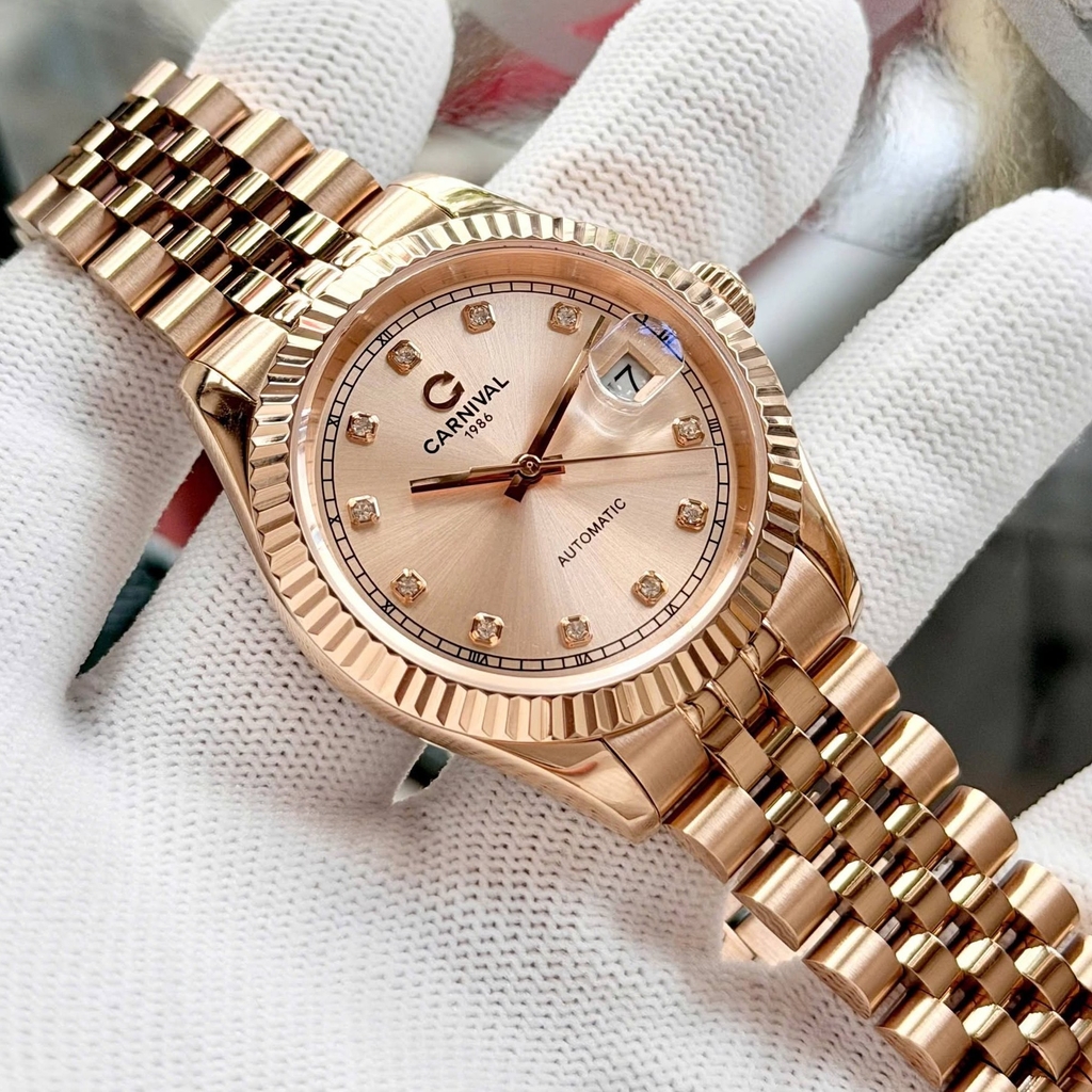 Đồng Hồ Nam Carnival 8250G-VH-NN Automatic Dây Thép Màu Vàng Hồng Size 38mm