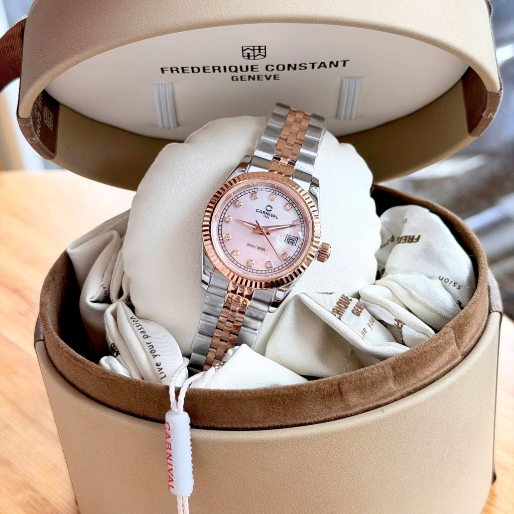 Đồng Hồ Nữ Carnival 8131L-CH-HK Demi Vàng Hồng Mặt Xà Cừ Hồng Size 30mm Quartz Japan