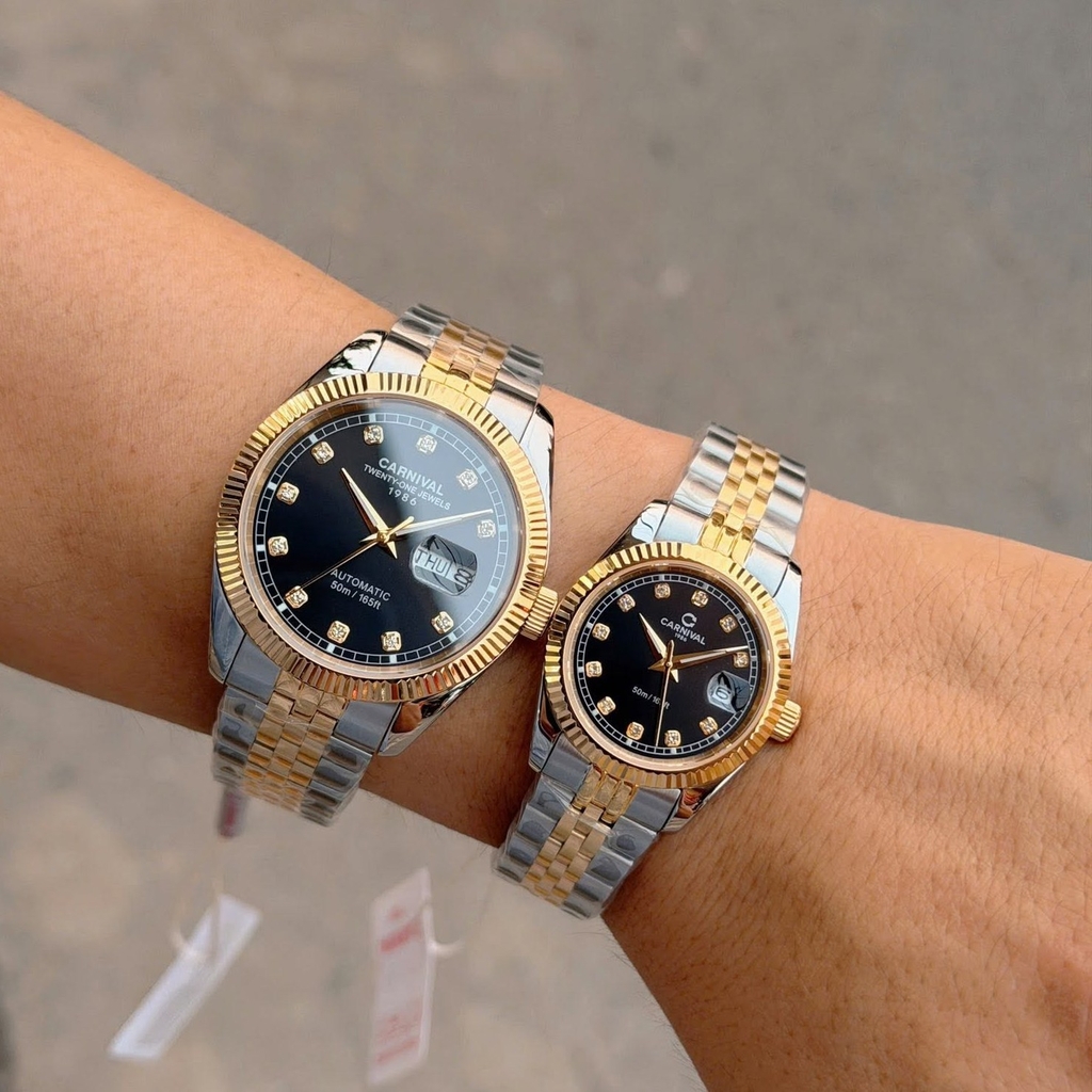 Đồng Hồ Nữ Carnival 8131L-CV-D Demi Vàng Mặt Đen Size 30mm Quartz Japan