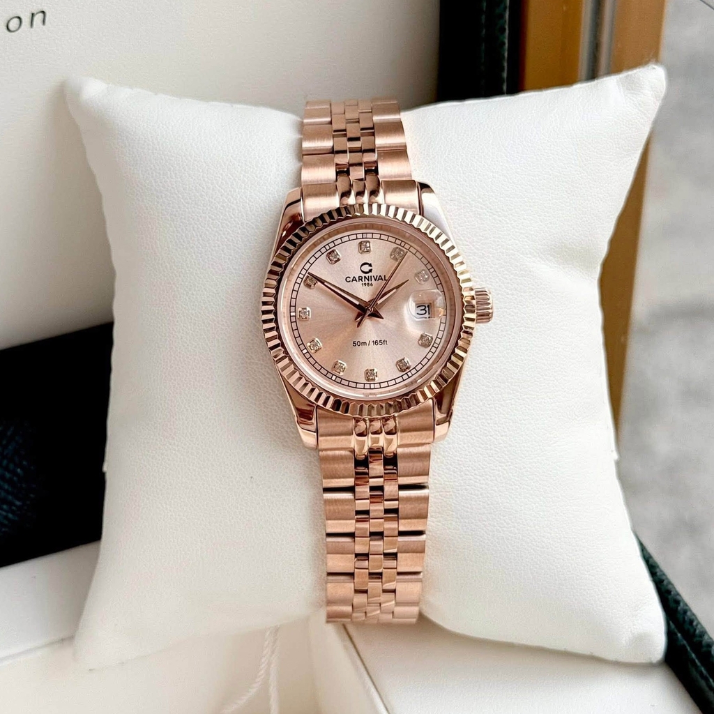 Đồng Hồ Nữ Carnival 8131L-VH-NN Dây Thép Vàng Hồng Mặt Vàng Hồng Size 30mm Quartz Japan