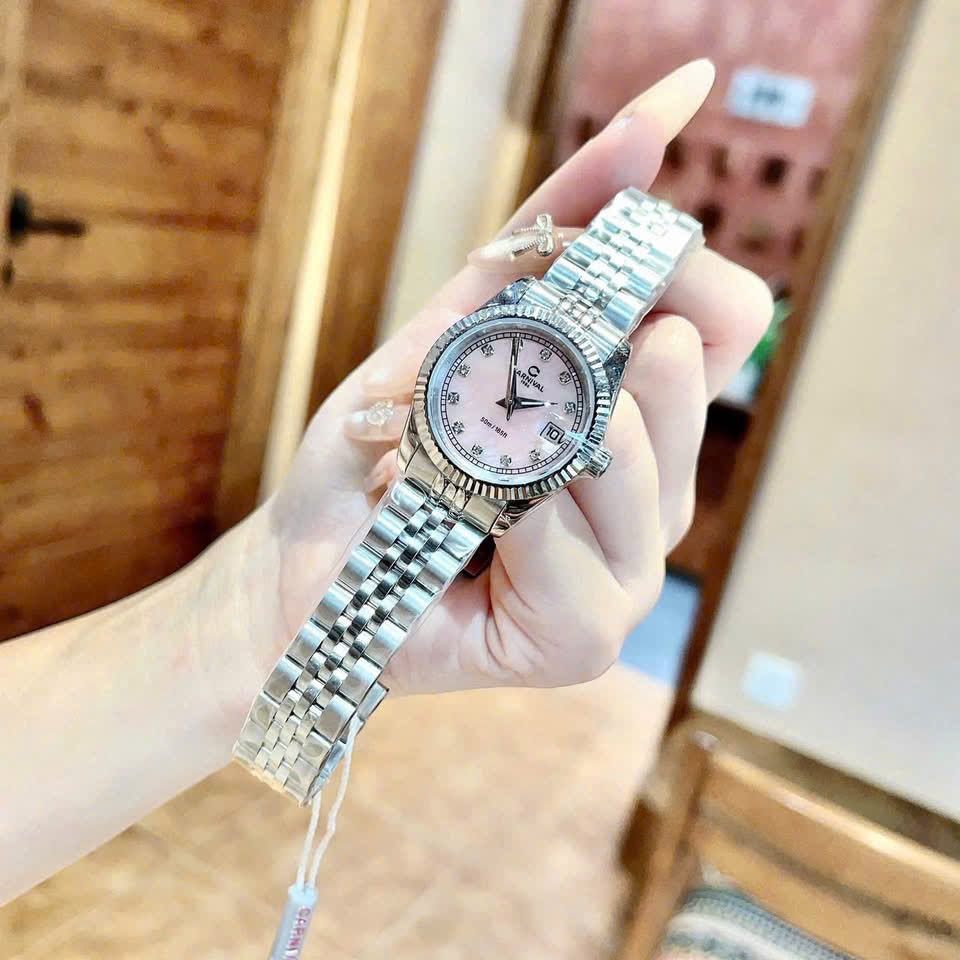 Đồng Hồ Nữ Carnival 8131L-VT-HK Dây Thép Bạc Mặt Xà Cừ Hồng Size 30mm Quartz Japan