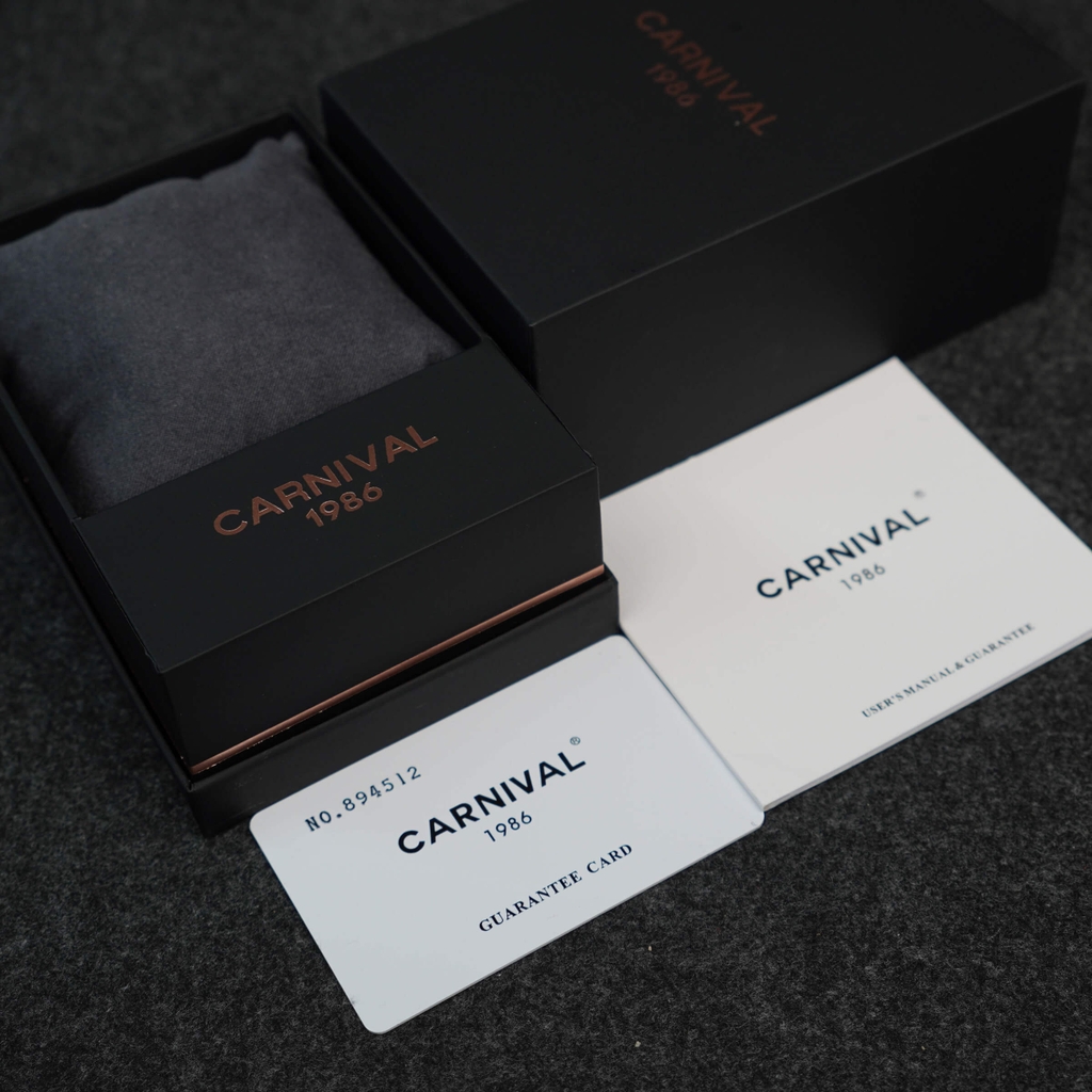 Đồng Hồ Nữ Carnival 8131L2-CV-T Dây Demi Vàng Gold Mặt Trắng Viền Đính Đá Size 31mm Quartz Japan