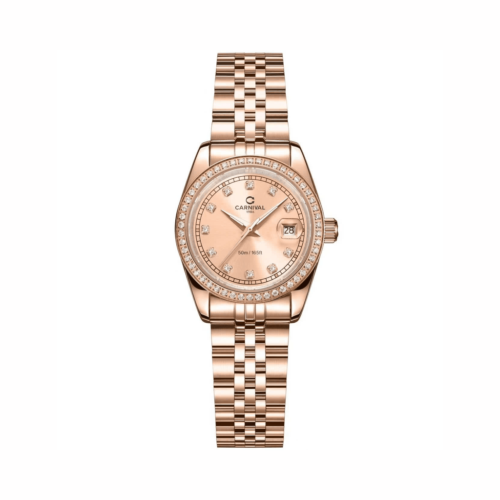Đồng Hồ Nữ Carnival 8131L2-VH-NN Dây Thép Vàng Hồng Viền Đính Đá Size 31mm Quartz Japan