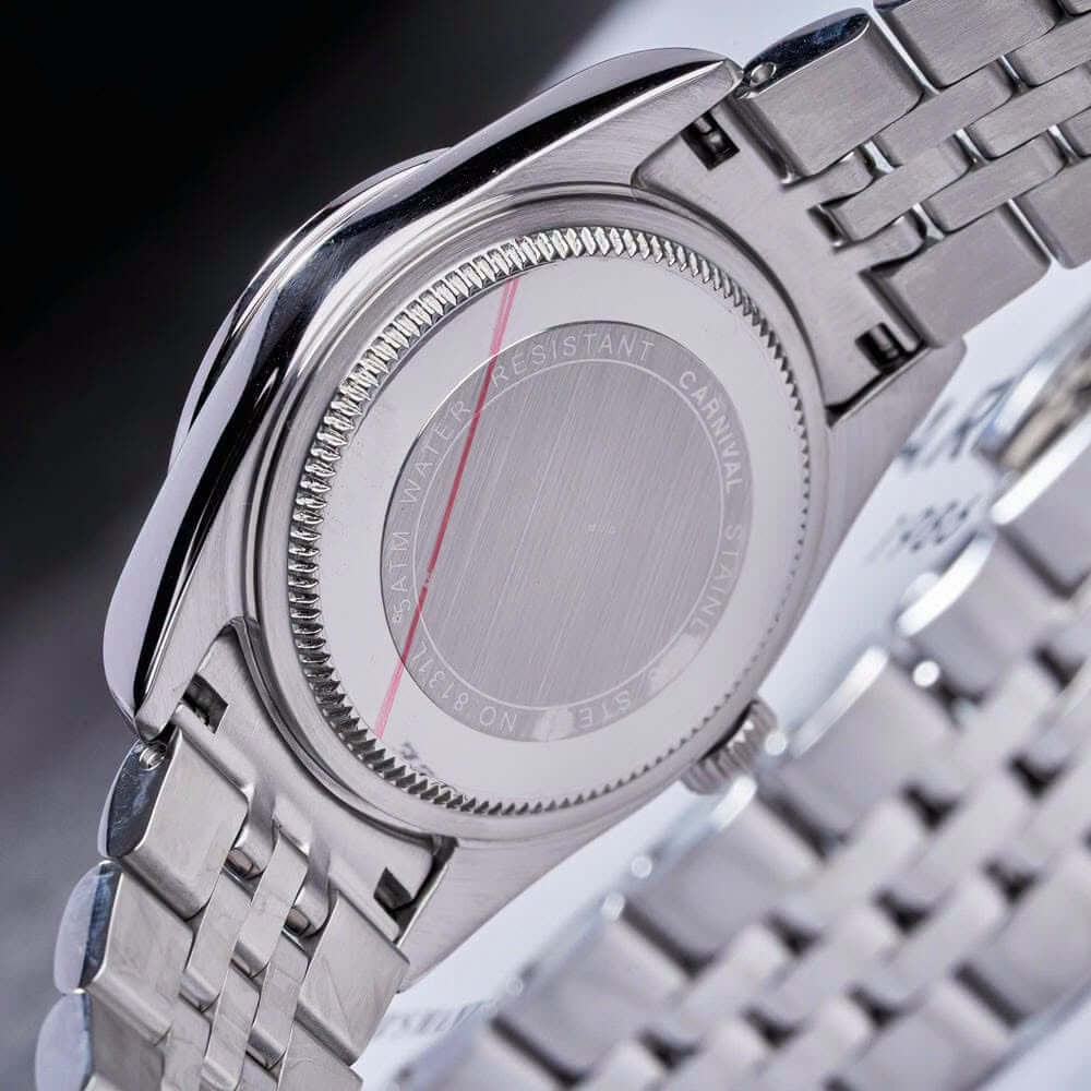 Đồng Hồ Nữ Carnival 8131L2-VT-TK Dây Thép Bạc Mặt Xà Cừ Trắng Viền Đính Đá Size 31mm Quartz Japan