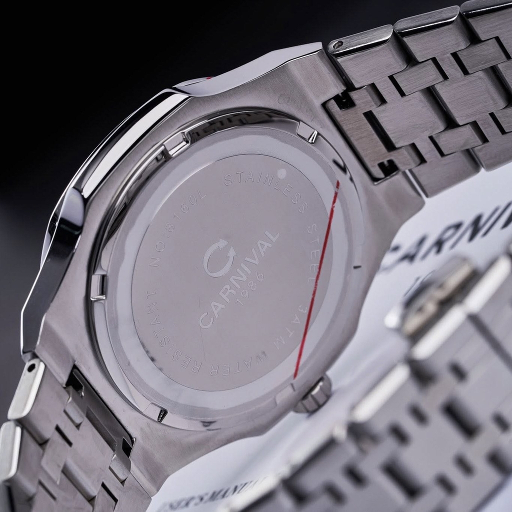 Đồng Hồ Nữ Carnival 8160L2-VT-T Dây Thép Silver Mặt Trắng Viền Đá Size 34mm Sapphire