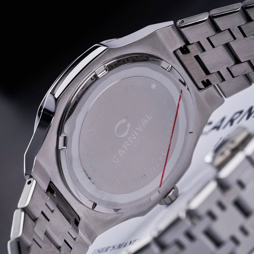 Đồng Hồ Nữ Carnival 8160L2-VT-TT Dây Thép Silver Mặt Thiên Thạch Viền Đá Size 34mm Sapphire