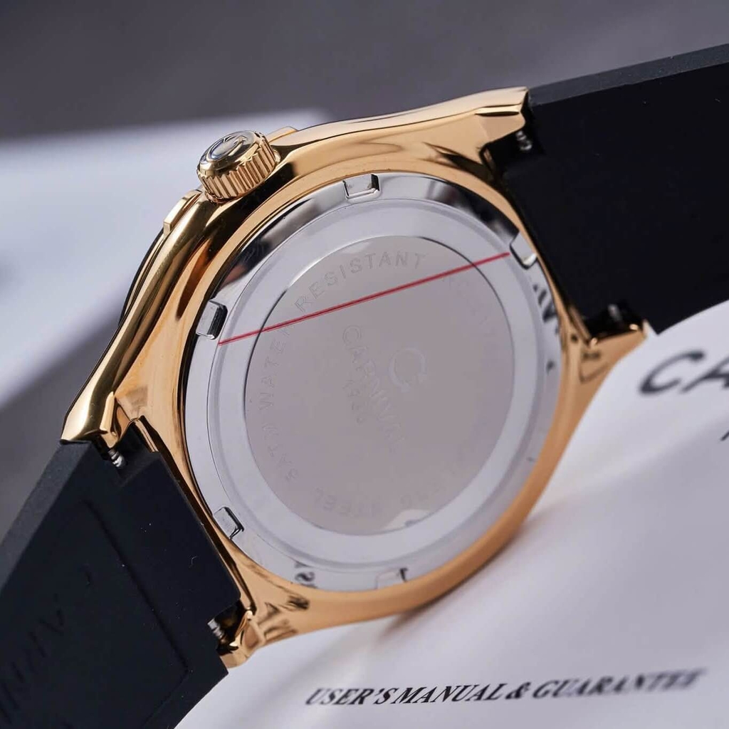 Đồng Hồ Nữ Carnival 8173L2 Dây Cao Su Đen Đính Đá Gold Size 34mm Quartz Japan Carnival 8173L2-VV-DCS-D