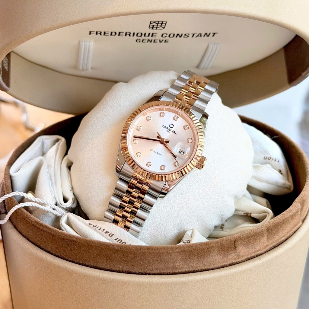 Đồng Hồ Nữ Carnival 8250L-CH-T Demi Vàng Hồng Mặt Trắng Size 30mm Quartz Japan