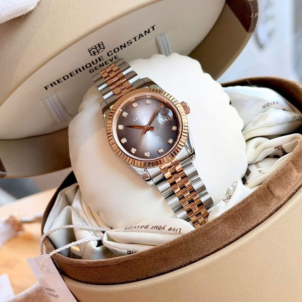 Đồng Hồ Nữ Carnival 8250L-CH-TX Demi Vàng Hồng Mặt Ombre Xám Đen Size 30mm Quartz Japan