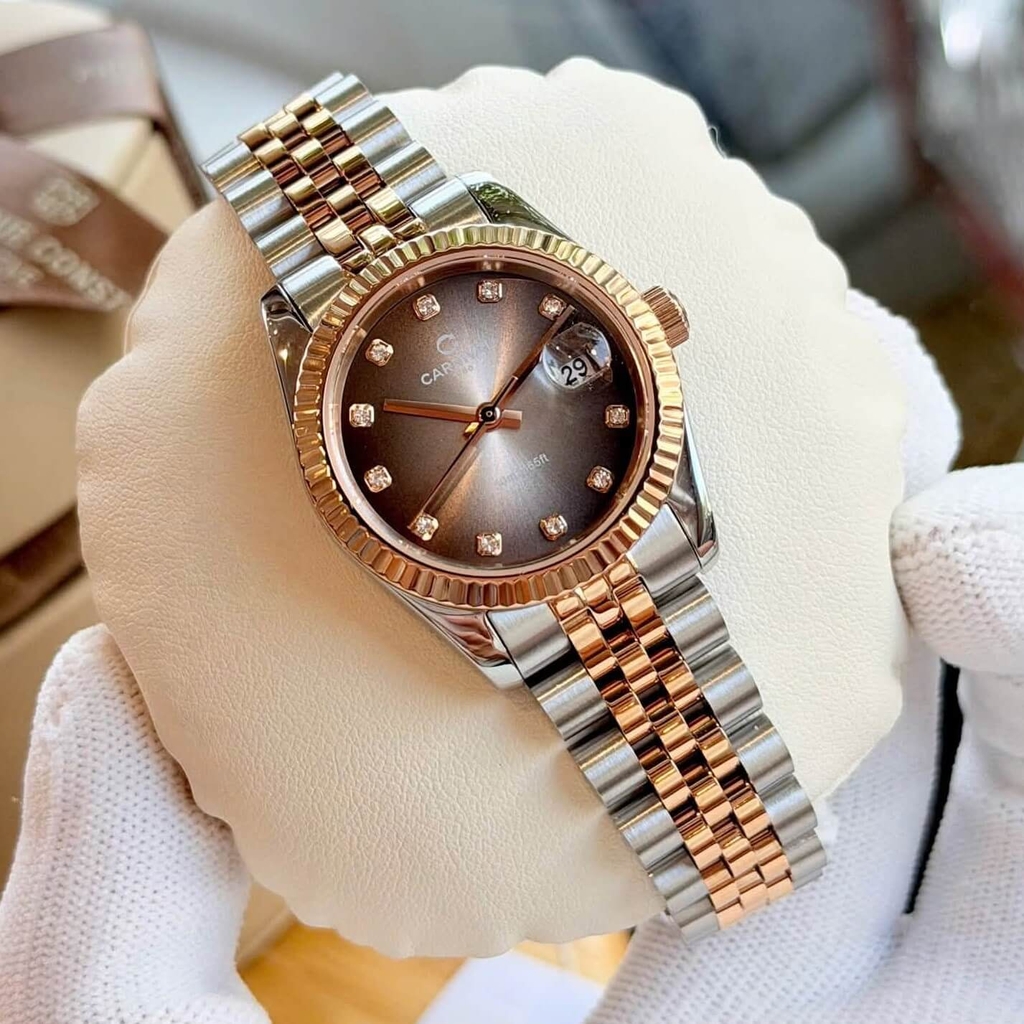 Đồng Hồ Nữ Carnival 8250L-CH-TX Demi Vàng Hồng Mặt Ombre Xám Đen Size 30mm Quartz Japan