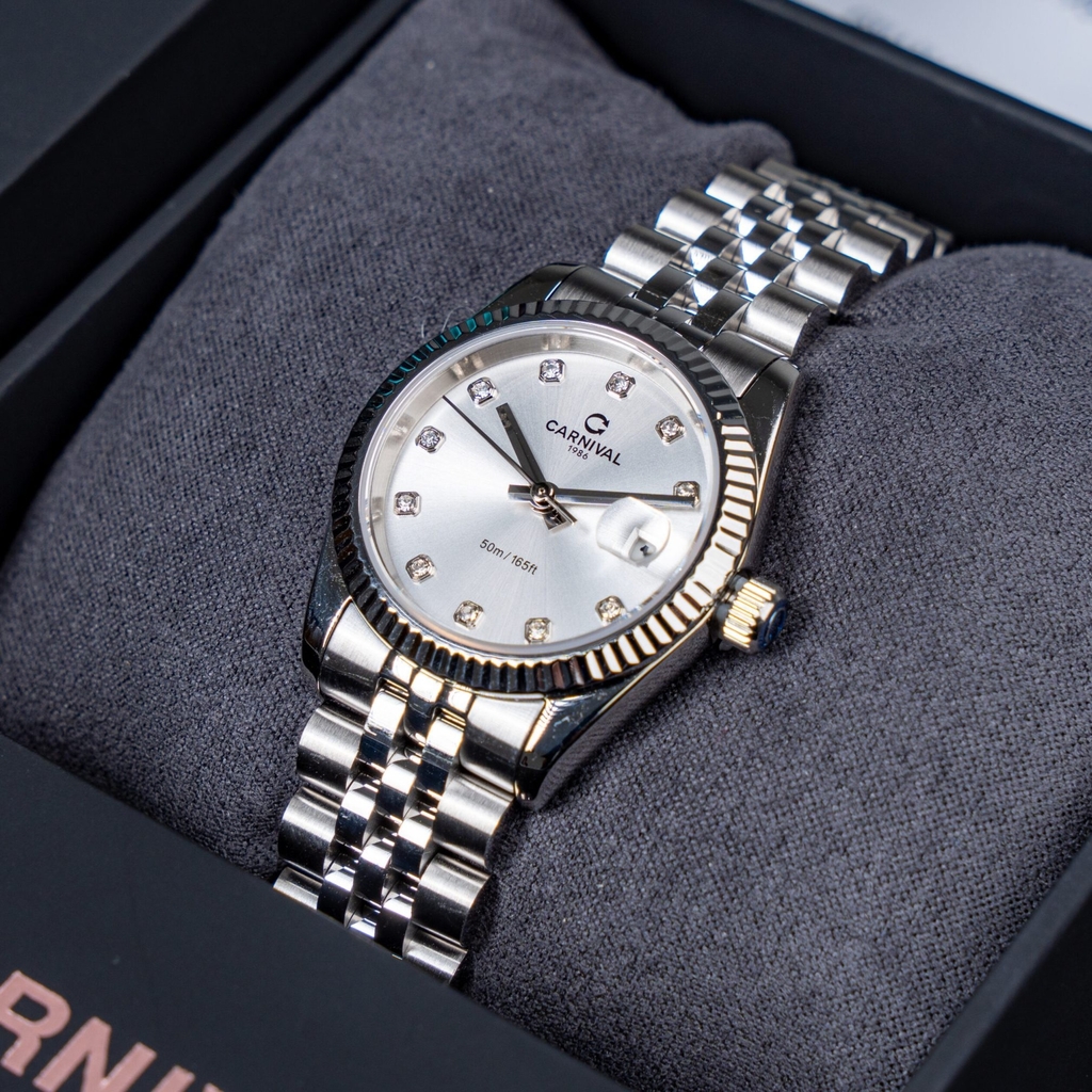 Đồng Hồ Nữ Carnival 8250L-VT-T Dây Thép Silver Mặt Trắng Size 30mm Quartz Japan