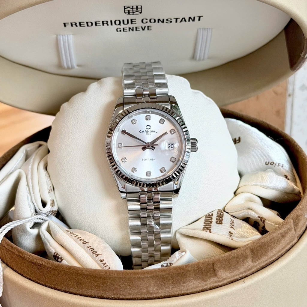 Đồng Hồ Nữ Carnival 8250L-VT-T Dây Thép Silver Mặt Trắng Size 30mm Quartz Japan
