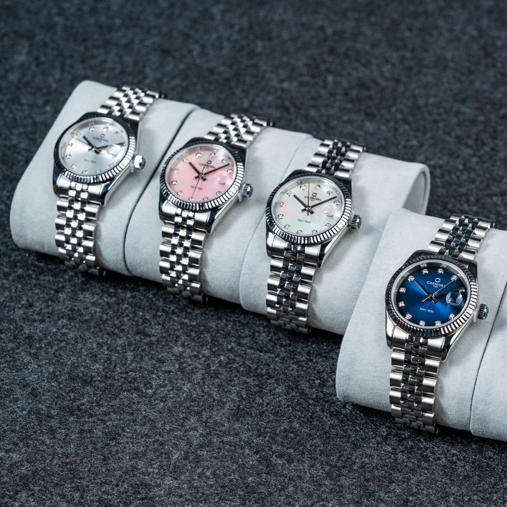 Đồng Hồ Nữ Carnival 8250L-VT-X Dây Thép Silver Mặt Xanh Dương Size 30mm Quartz Japan