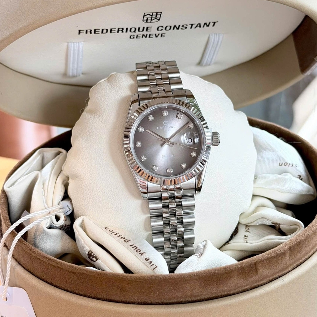 Đồng Hồ Nữ Carnival 8250L-VT-TX Dây Thép Silver Mặt Ombre Đen Xám Size 30mm Quartz Japan
