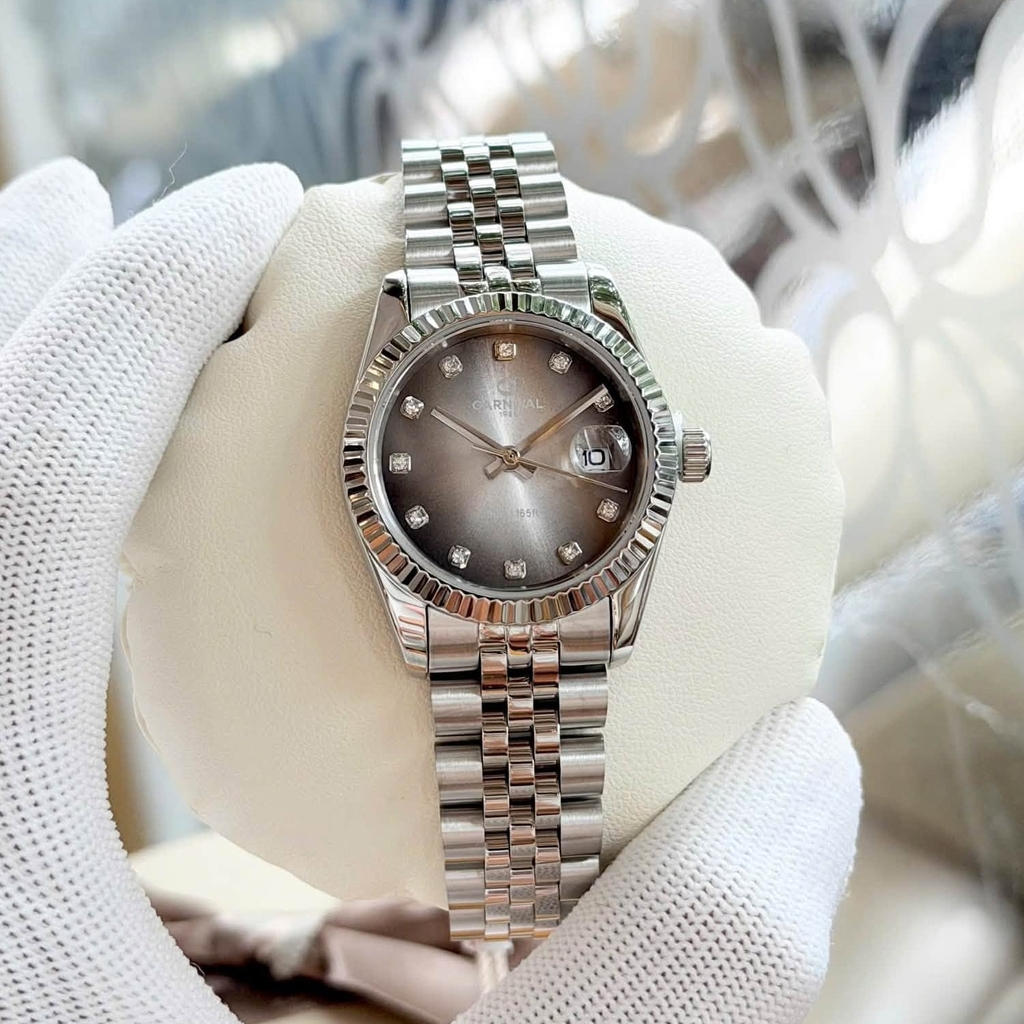 Đồng Hồ Nữ Carnival 8250L-VT-TX Dây Thép Silver Mặt Ombre Đen Xám Size 30mm Quartz Japan