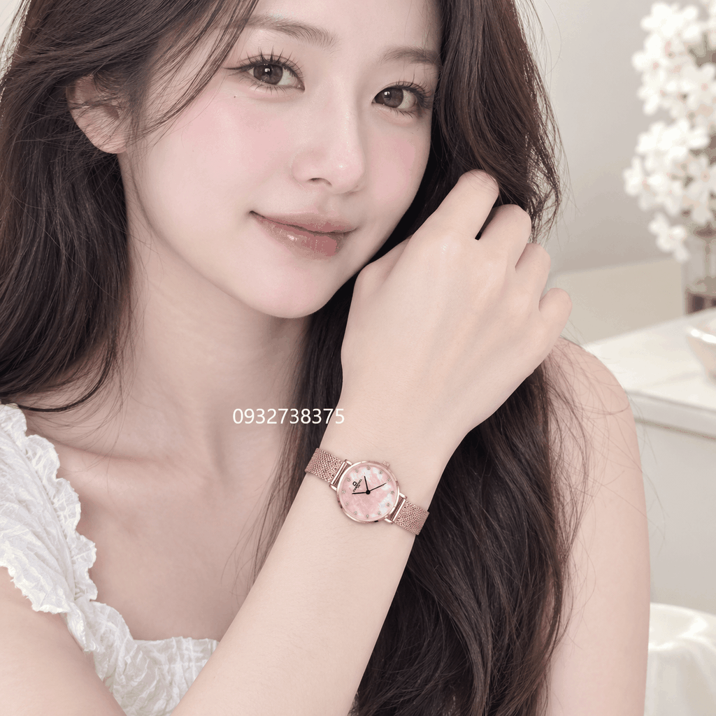 Đồng Hồ Nữ Carnival 8253L-VH-HK Dây Mesh Màu Vàng Hồng Mặt Xà Cừ Hồng Size 30mm Mỏng Nhỏ Xinh