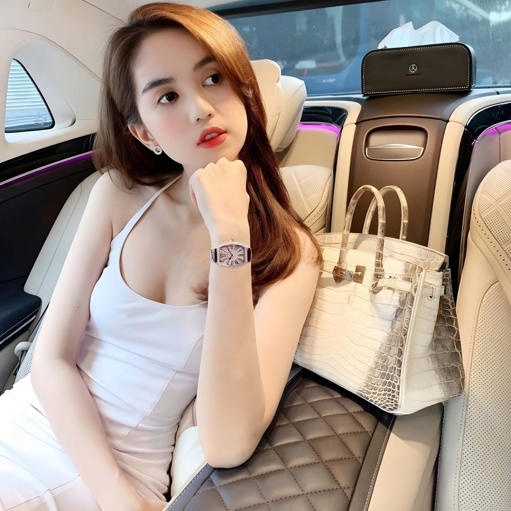 Đồng Hồ Nữ Robero Era Dây Da Đen Chính Hãng Vỏ Rose Size 30x36mm Quartz
