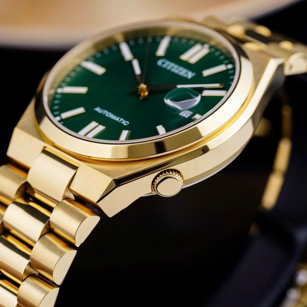 Đồng Hồ Nam Citizen Tsuyosa Mechanical Gold Green NJ0152-51X Automatic Size 40mm