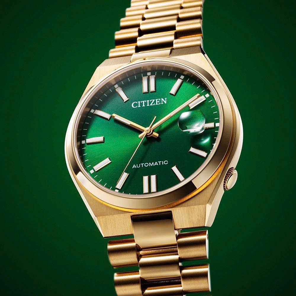 Đồng Hồ Nam Citizen Tsuyosa Mechanical Gold Green NJ0152-51X Automatic Size 40mm