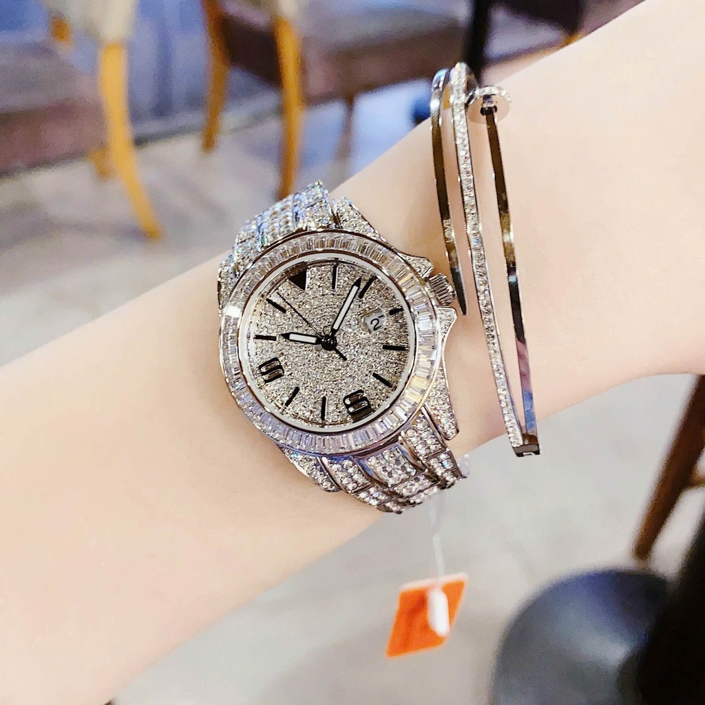 Set Đồng Hồ Nữ Jimi Jimi Đính Đá Bạc Size 32mm Quartz JM 86001 Tặng Kèm Vòng Tay