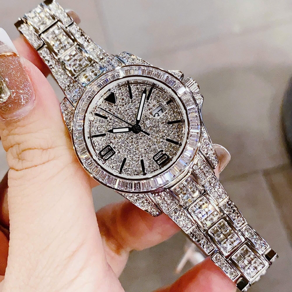 Set Đồng Hồ Nữ Jimi Jimi Đính Đá Bạc Size 32mm Quartz JM 86001 Tặng Kèm Vòng Tay