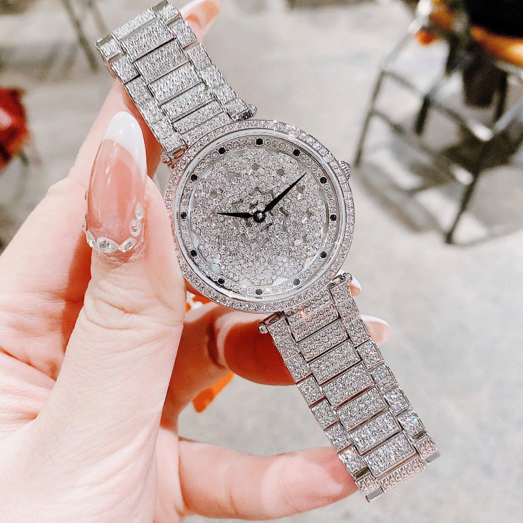 Set Đồng Hồ Nữ Jimi Jimi Mặt Hoa Xoay Đính Đá Bạc Sang Trọng Size 35mm JM 86003 Tặng Kèm Vòng Tay