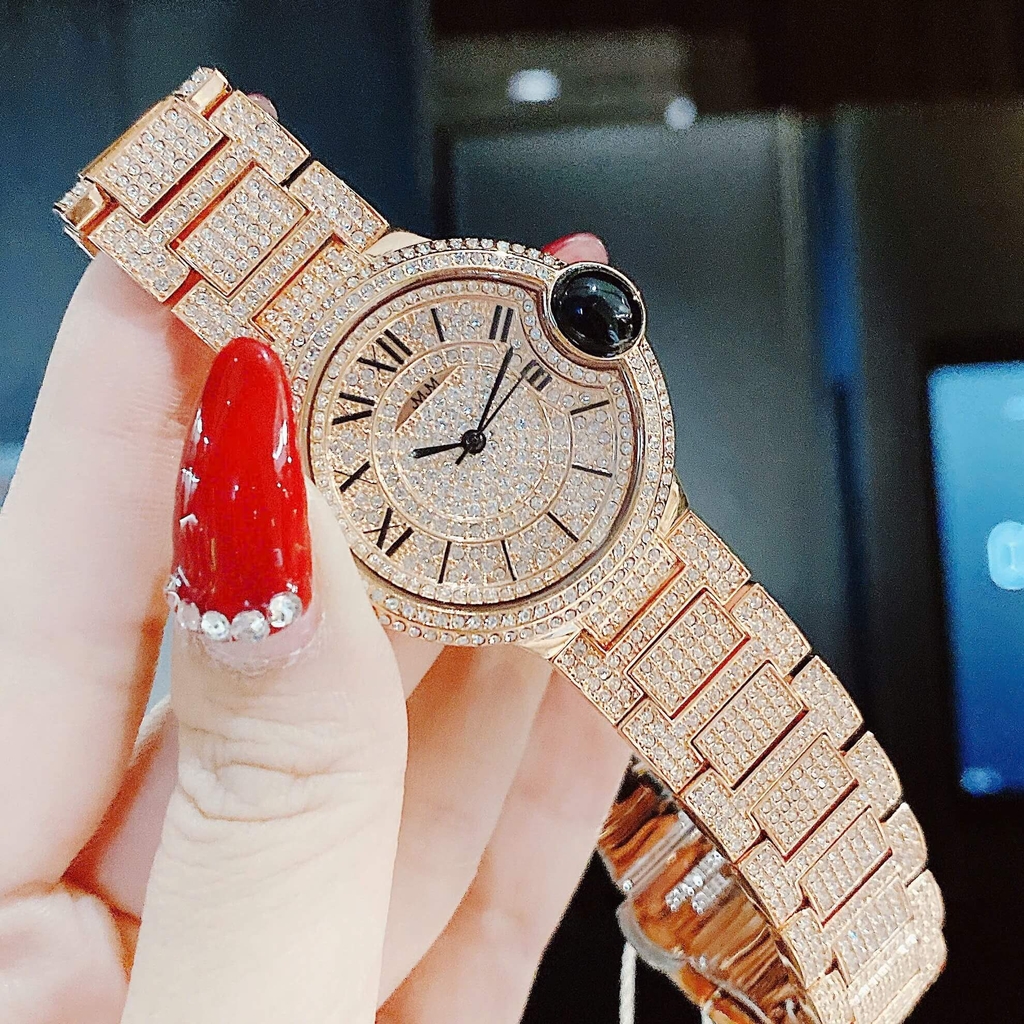 Set Đồng Hồ Nữ Jimi Jimi Mặt Số La Mã Dây Kim Loại Đính Đá Rose Size 36mm Máy Pin JM 86002 Tặng Kèm Vòng Tay
