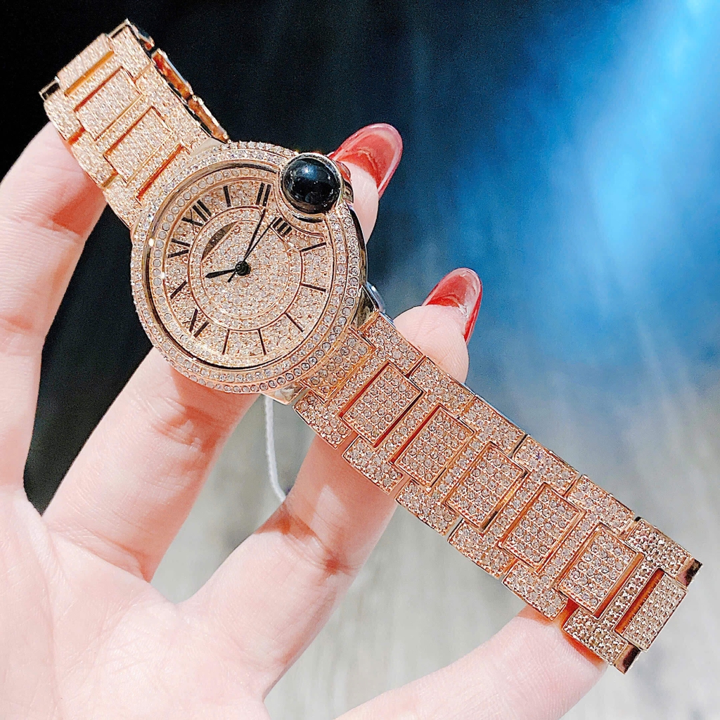 Set Đồng Hồ Nữ Jimi Jimi Mặt Số La Mã Dây Kim Loại Đính Đá Rose Size 36mm Máy Pin JM 86002 Tặng Kèm Vòng Tay