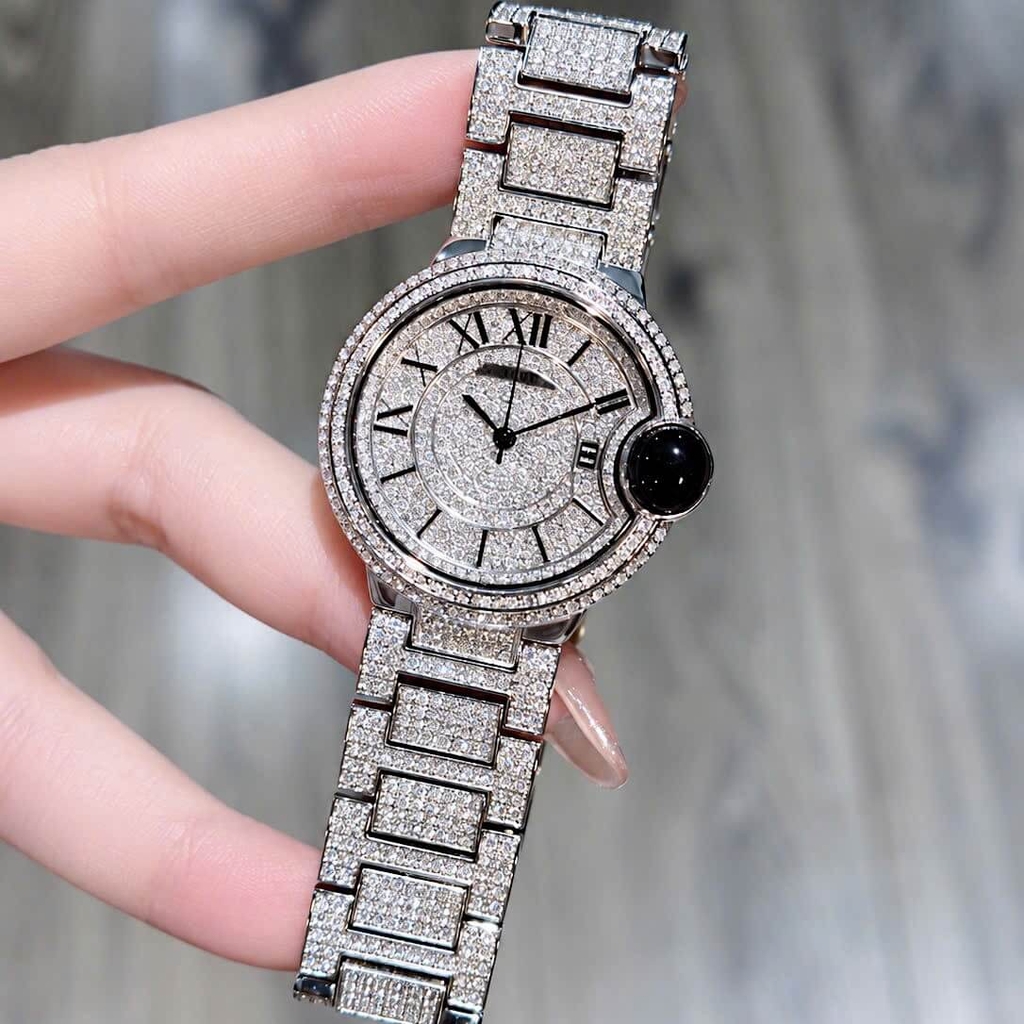 Set Đồng Hồ Nữ Jimi Jimi Mặt Số La Mã Dây Kim Loại Đính Đá Silver Size 36mm Máy Pin JM 86002