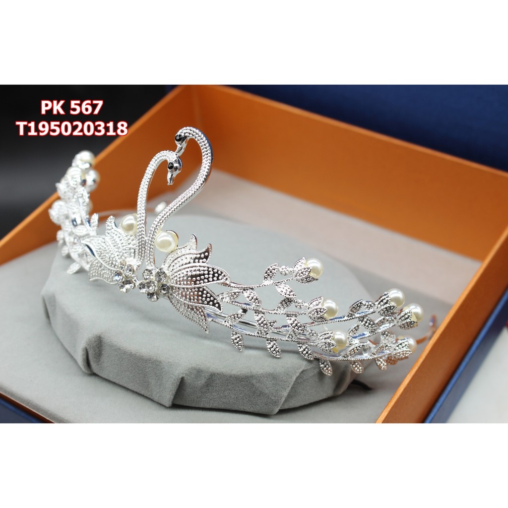 Vương miện đôi thiên nga trắng chất liệu cao cấp